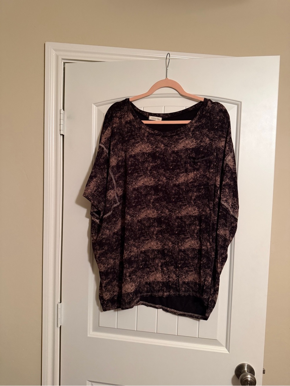 Cotton Bleu Oversized Dolman Sleeve Abstract Print Pocket Top M NWOT